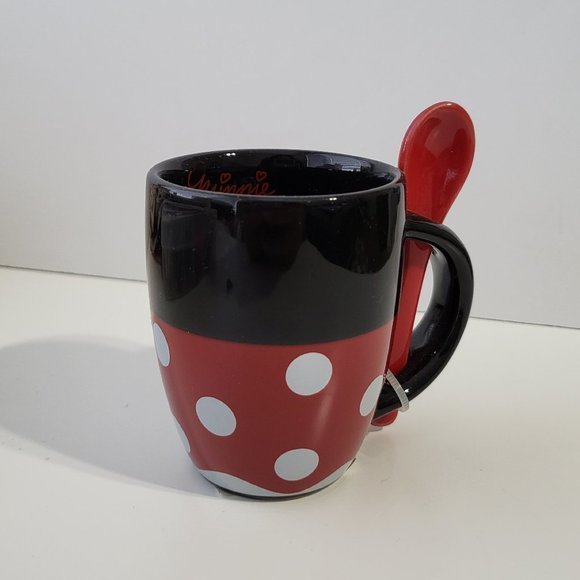 Disney Minnie Mouse Signature Dress Ceramic Mini Espresso‎ Mug with Spoon - Picture 1 of 9